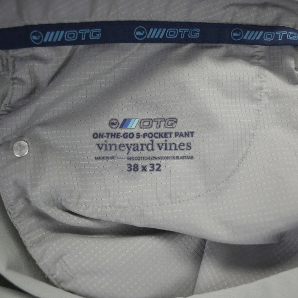 Vineyard Vines On-The-Go 5-Pocket Pants Mens 38x32 Grey Performance Chino OTG